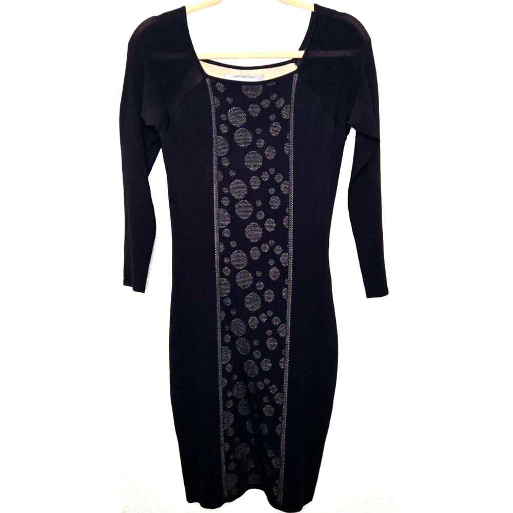 Andrew Marc‎ Dress Womens Medium Black Knit Bodycon Viscose Nylon Going Out Y2K